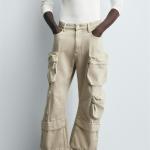 DENIM CARGO TROUSERS WITH POCKETS