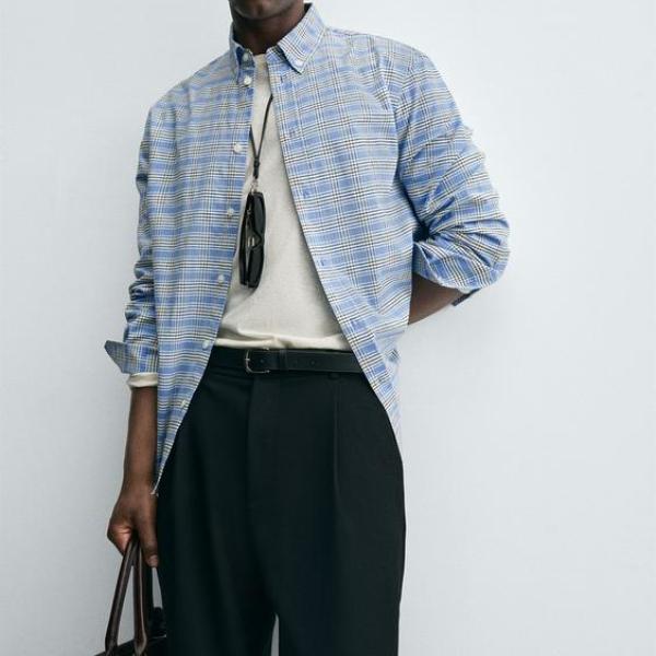CHECK BUTTON-DOWN COLLAR SHIRT