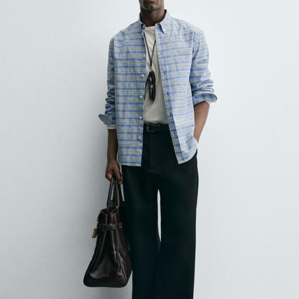 CHECK BUTTON-DOWN COLLAR SHIRT