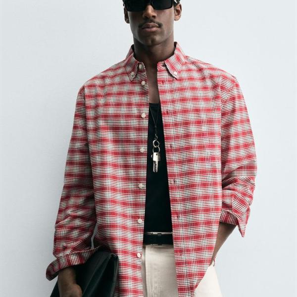 CHECK BUTTON-DOWN COLLAR SHIRT
