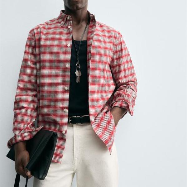 CHECK BUTTON-DOWN COLLAR SHIRT