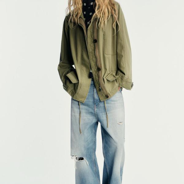 TRF RIPPED MID-WAIST BAGGY JEANS