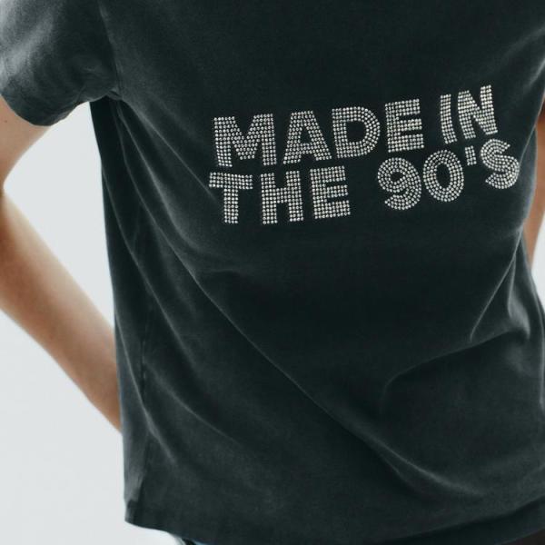 WASHED-EFFECT RHINESTONE T-SHIRT