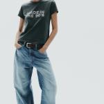WASHED-EFFECT RHINESTONE T-SHIRT
