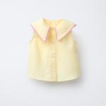 GINGHAM AND WAVY TRIM SHIRT