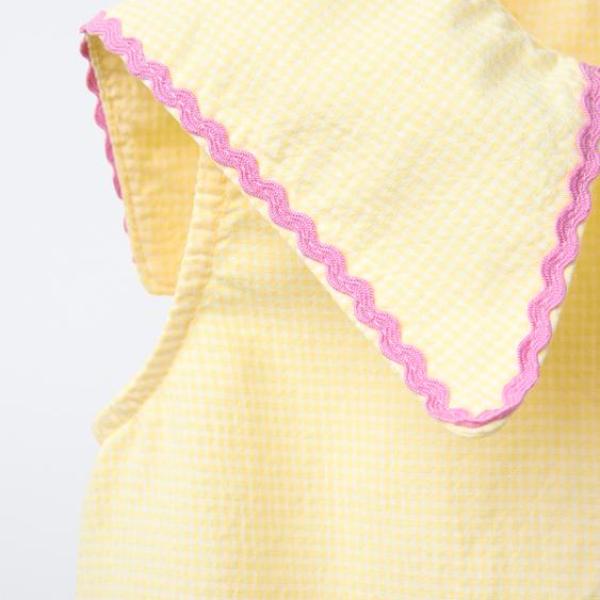 GINGHAM AND WAVY TRIM SHIRT