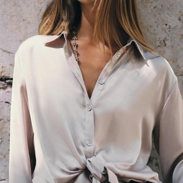 SATIN SHIRT WITH KNOT