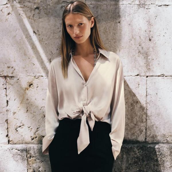 SATIN SHIRT WITH KNOT