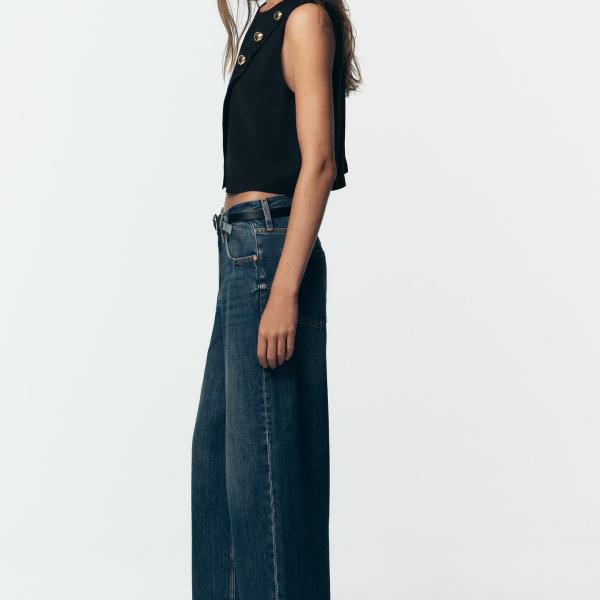 GOLD BUTTON CROSSOVER TOP