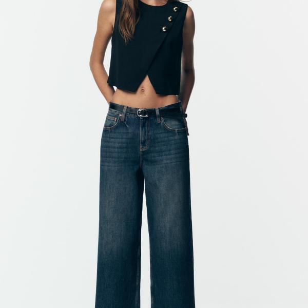 GOLD BUTTON CROSSOVER TOP