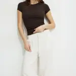 Olive Ribbed Crewneck T Shirt