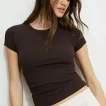 Olive Ribbed Crewneck T Shirt