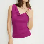 Draped Cowl Neck Jersey Tank Top