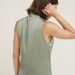 Mock Neck Satin Blouse