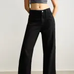 black high waisted women's wide jeans