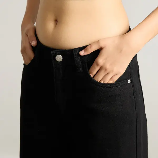 black high waisted women's wide jeans