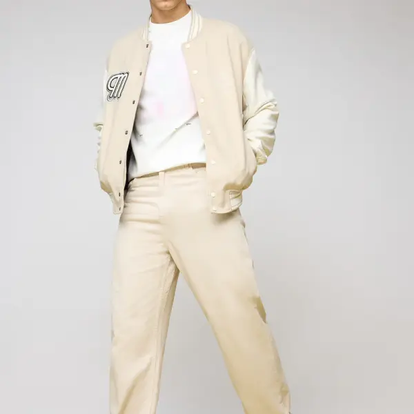 classic cream men's straight jeans