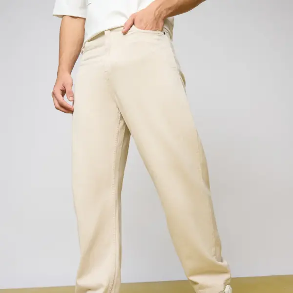 classic cream men's straight jeans
