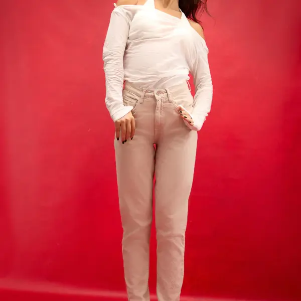 ecru carrot fit jeans