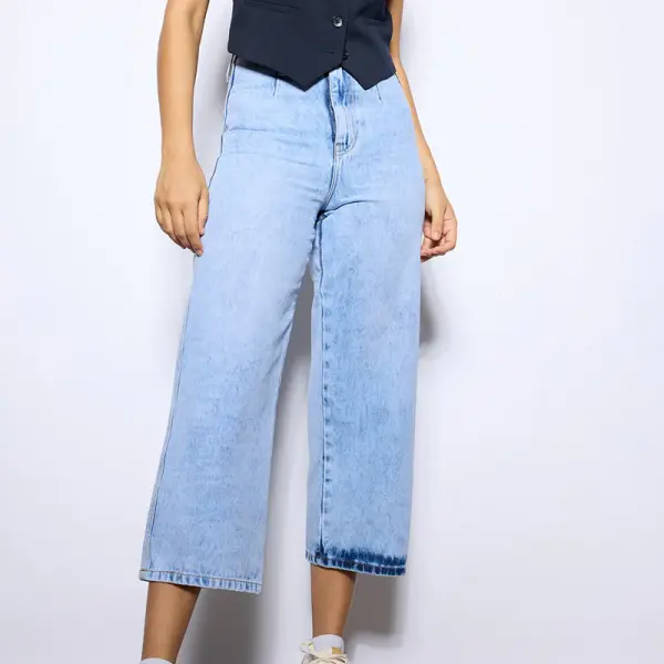 no cap light blue wide leg jeans