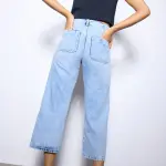 no cap light blue wide leg jeans