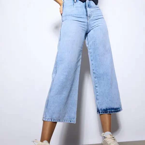 no cap light blue wide leg jeans