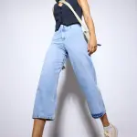 no cap light blue wide leg jeans