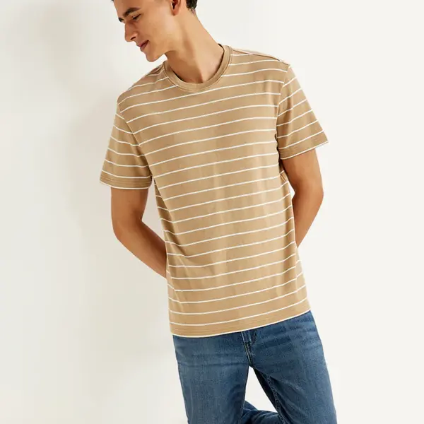 Men's Striped Slim Fit Linen T-shirt