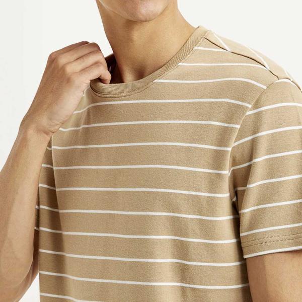 Men's Striped Slim Fit Linen T-shirt