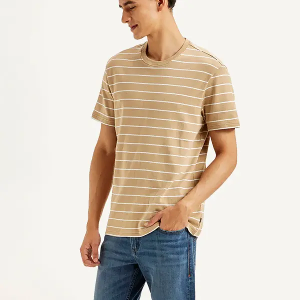 Men's Striped Slim Fit Linen T-shirt