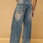 mid blue acid wash ripped men's wide leg jeans