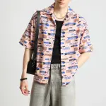 fishes printed men's resort shirt