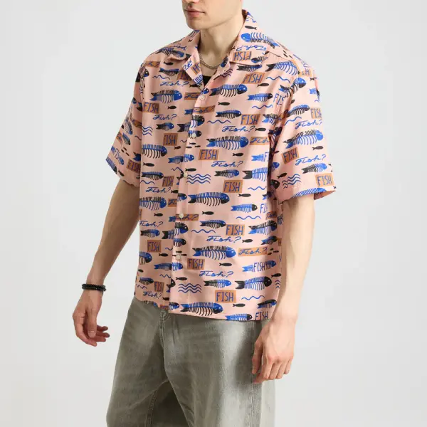 fishes printed men's resort shirt