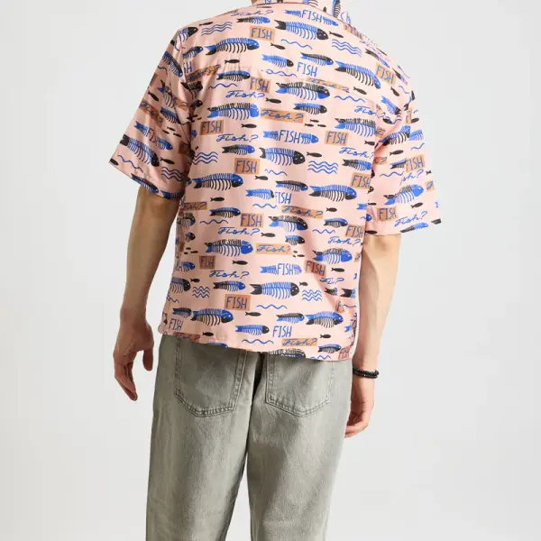 fishes printed men's resort shirt