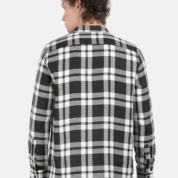 Men's Smart Slim Fit Tartan Checked Spread Collar Casual Shirt
