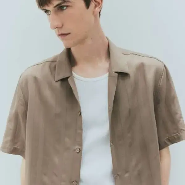 Regular Fit Textured-weave Resort Shirt