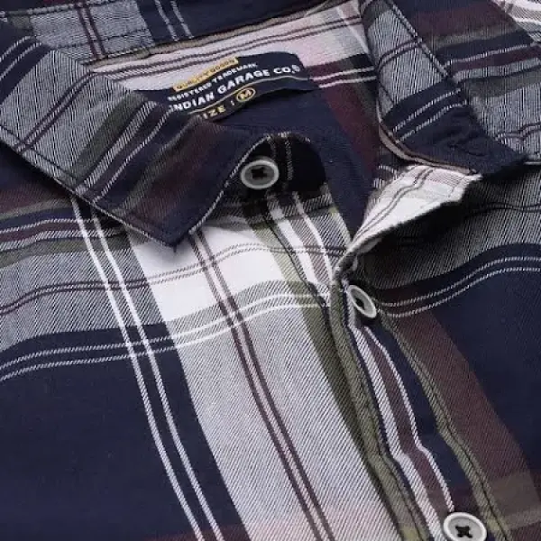 Men's Checkered Casual Blue Shirt