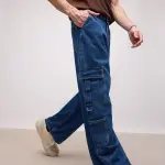 indigo blue men's baggy cargo jeans