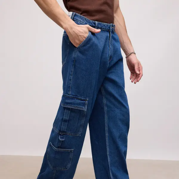 indigo blue men's baggy cargo jeans
