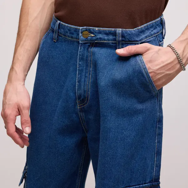 indigo blue men's baggy cargo jeans