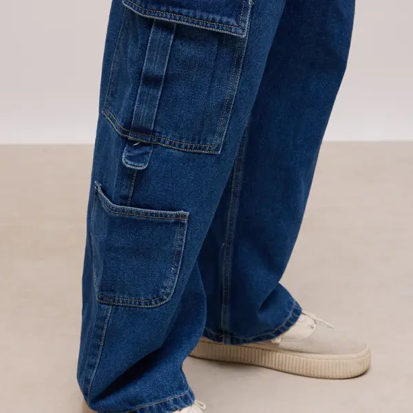 indigo blue men's baggy cargo jeans