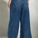 100% Cotton Denim Low-Rise Wide Leg Pants