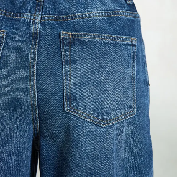 100% Cotton Denim Low-Rise Wide Leg Pants