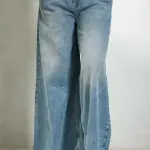 100% Cotton Denim Wide Leg Low Rise Pants