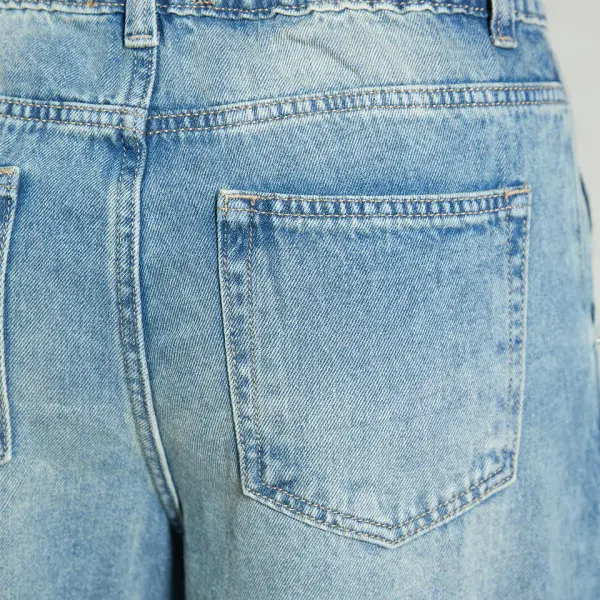 100% Cotton Denim Wide Leg Low Rise Pants