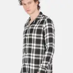 Men's Smart Slim Fit Tartan Checked Spread Collar Casual Shirt