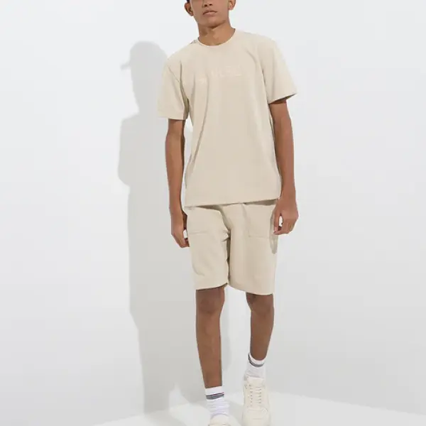 Kids Beige Mid-Rise Shorts