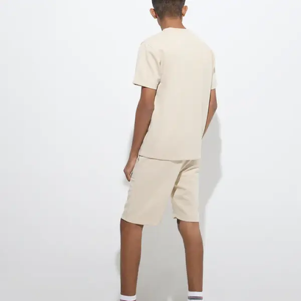 Kids Beige Mid-Rise Shorts
