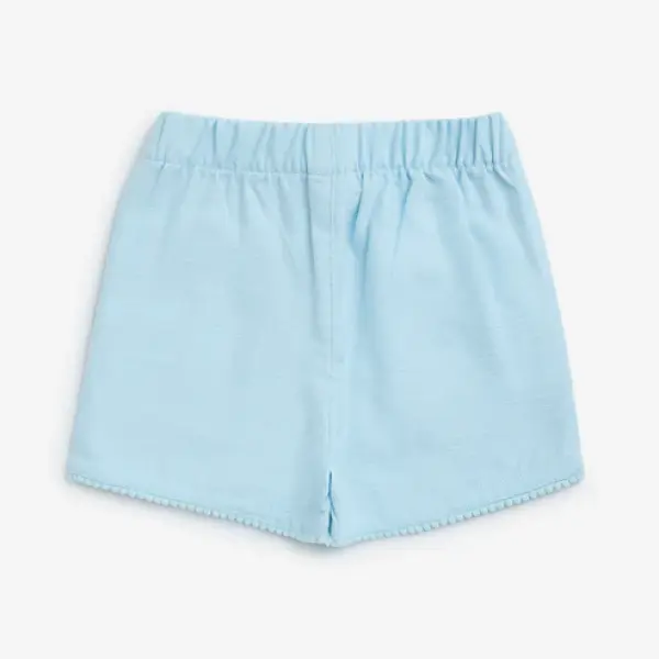 Kids Light Blue Floral Mid-Rise Cotton Shorts