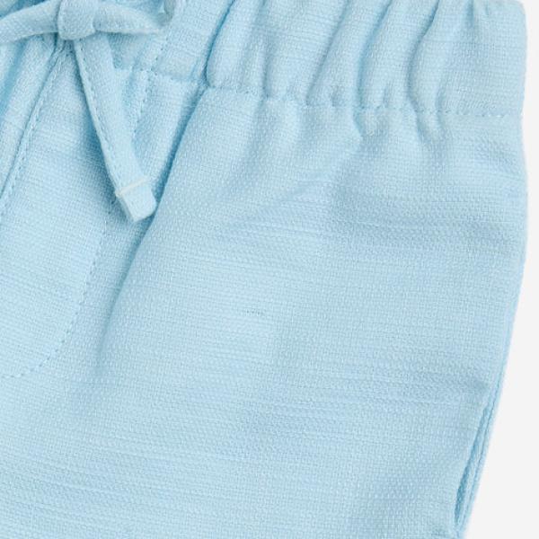 Kids Light Blue Floral Mid-Rise Cotton Shorts